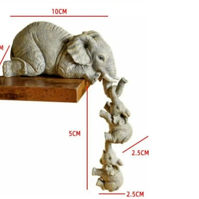Elephant Family Hanging Shelf Sculpture Set