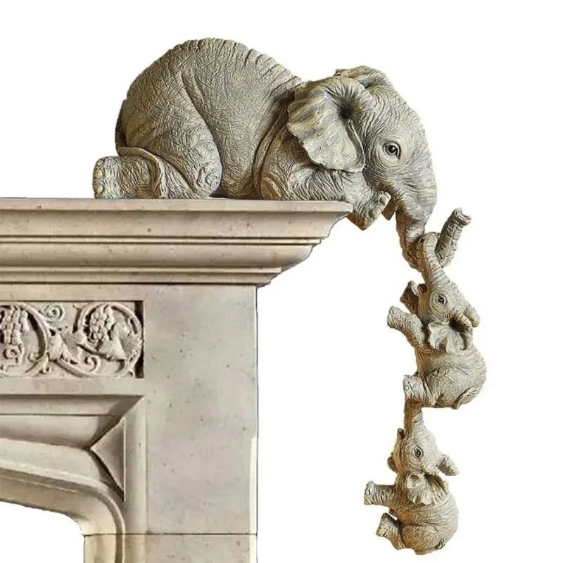 Elephant Family Hanging Shelf Sculpture Set