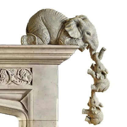 Elephant Family Hanging Shelf Sculpture Set