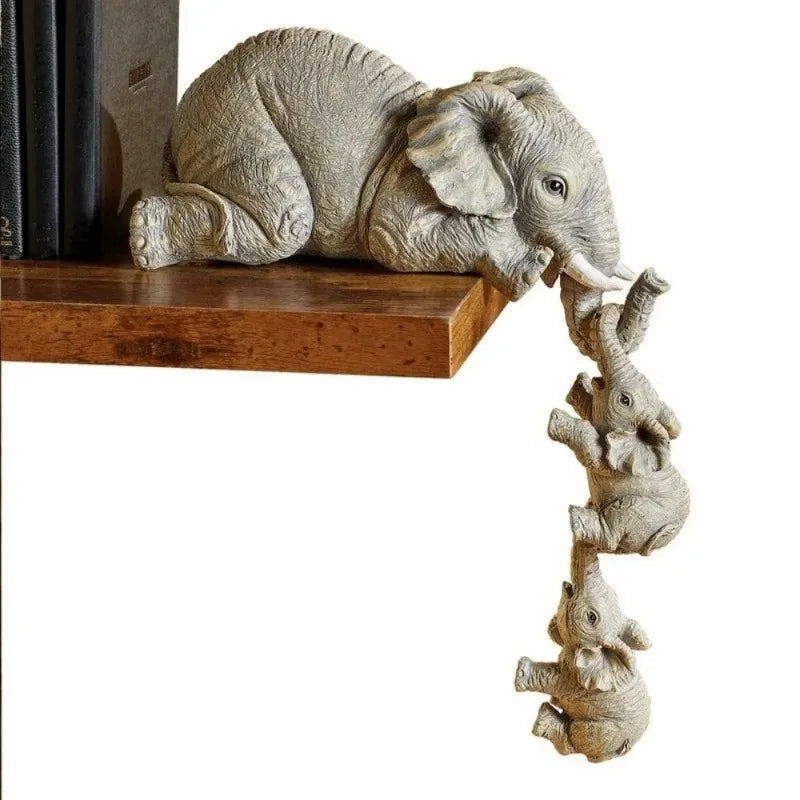 Elephant Family Hanging Shelf Sculpture Set