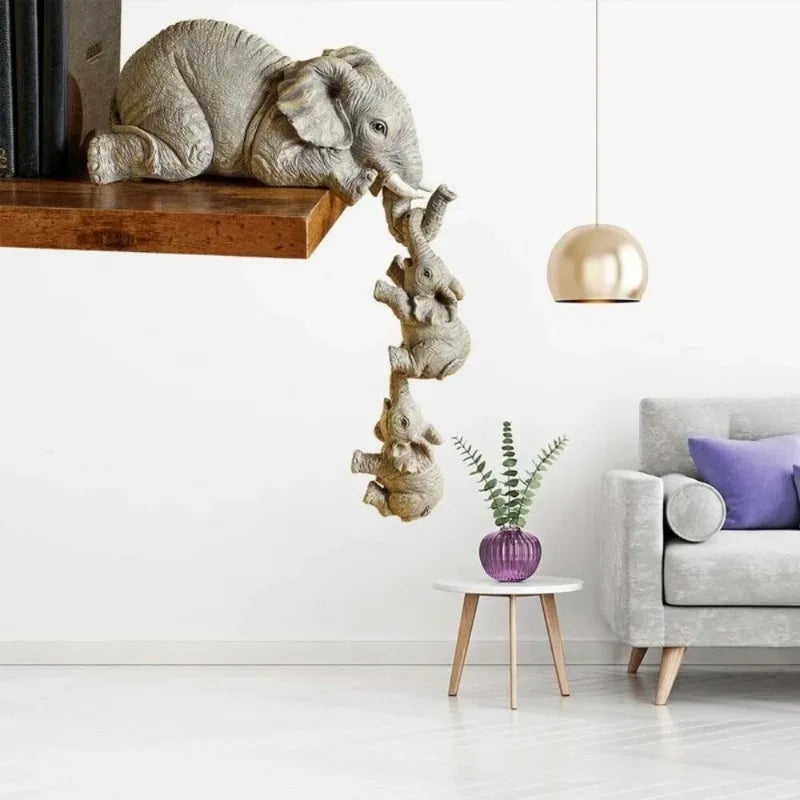 Elephant Family Hanging Shelf Sculpture Set