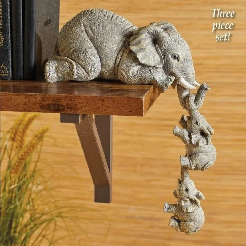 Elephant Family Hanging Shelf Sculpture Set